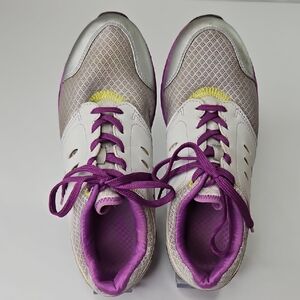 Vionic Gray & Purple Orthopedic Walking Sneakers Shoes Size 8.5 - EUC